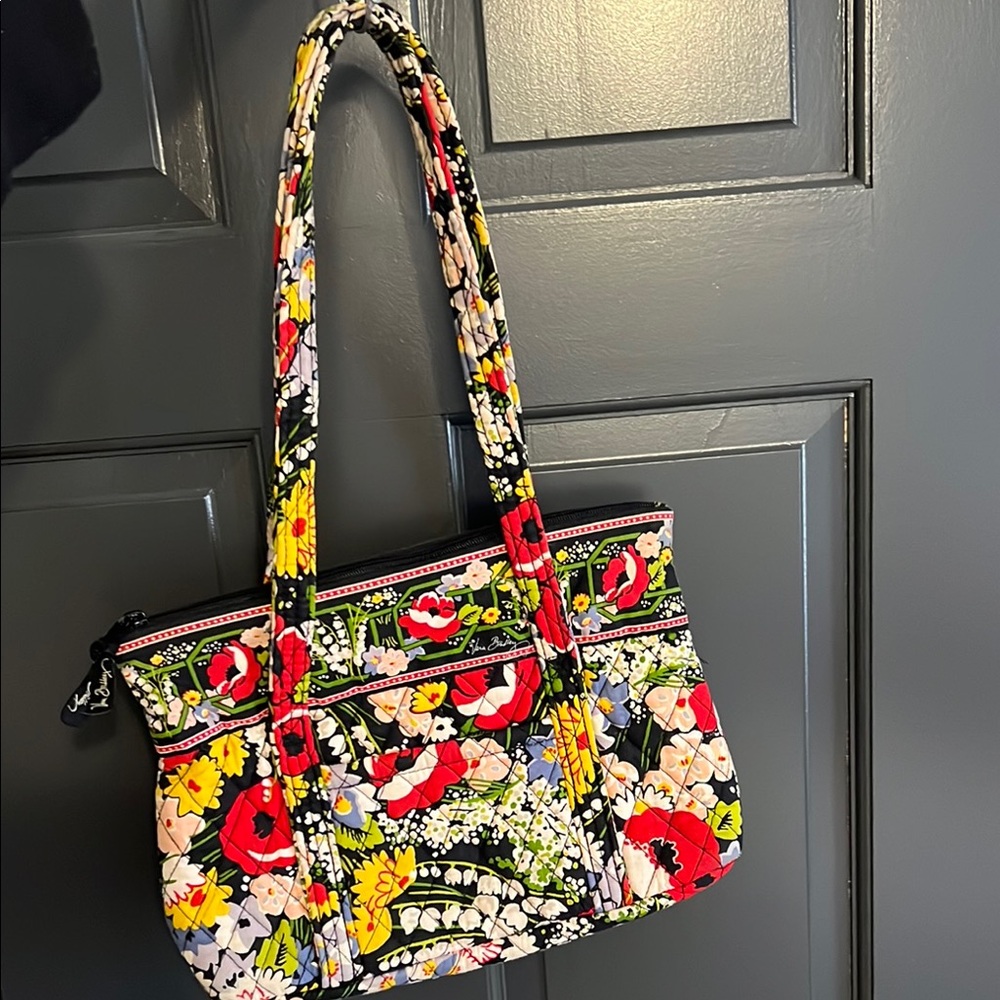 Vera Bradley Red and Yellow Shoulder Bag with Floral Design